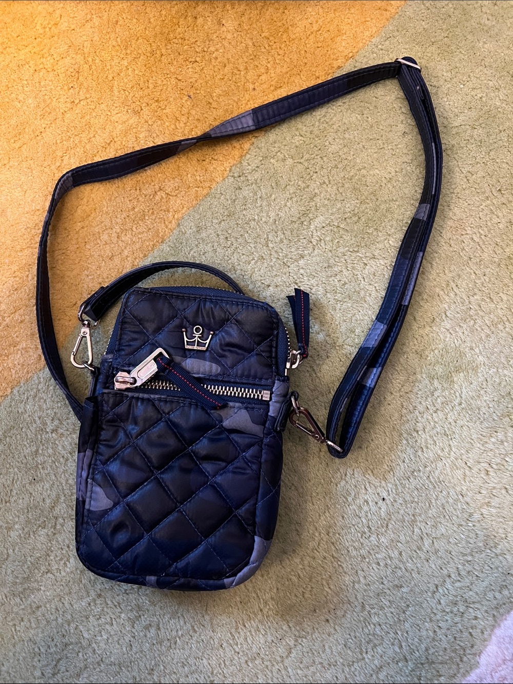 Quilted Black Crossbody Phone Bag Oliver Thomas Puffy
